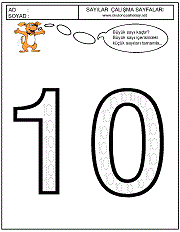 okul öncesi 10 sayısı çizgi çalışması